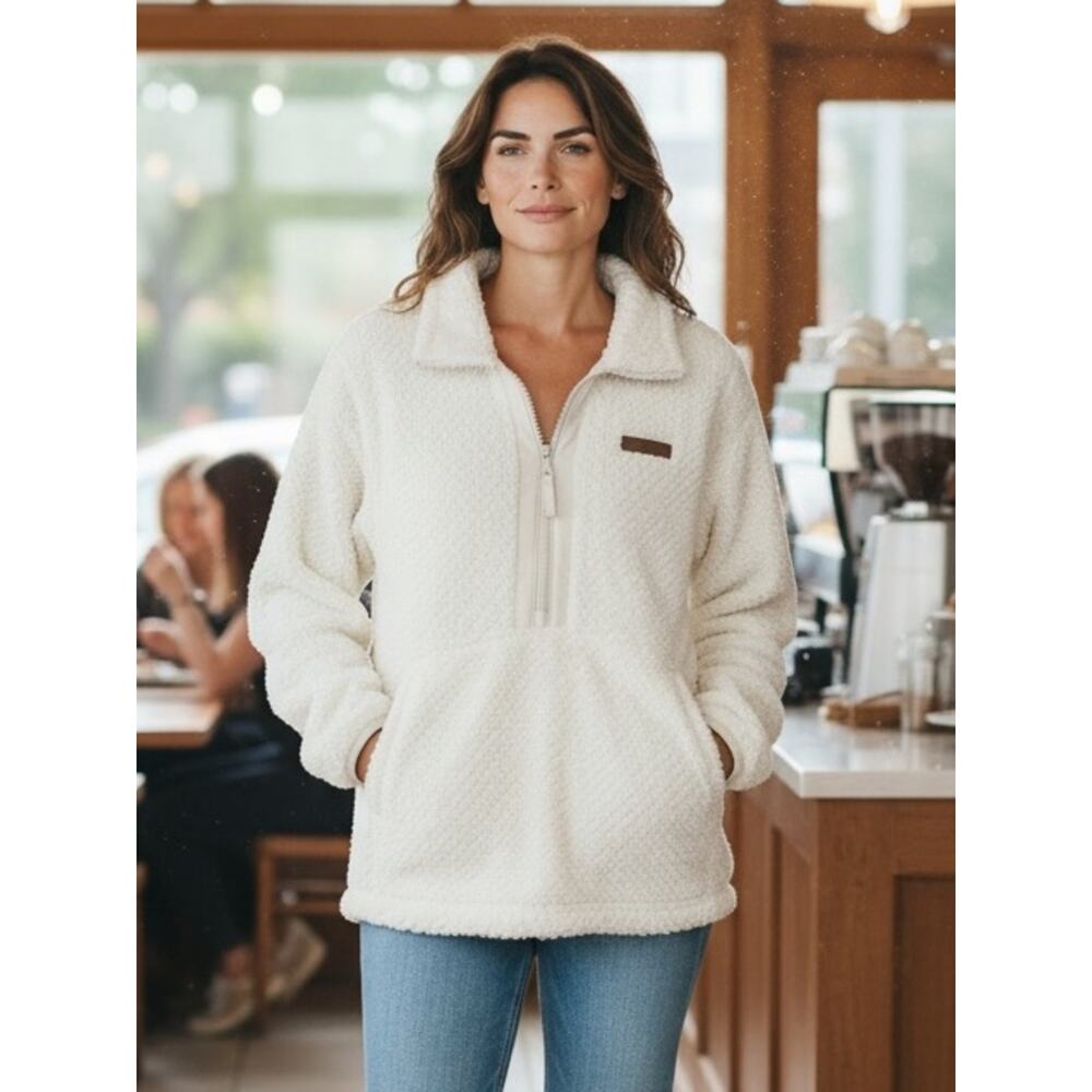 Columbia fire side quarter zip jacket NEW large cream